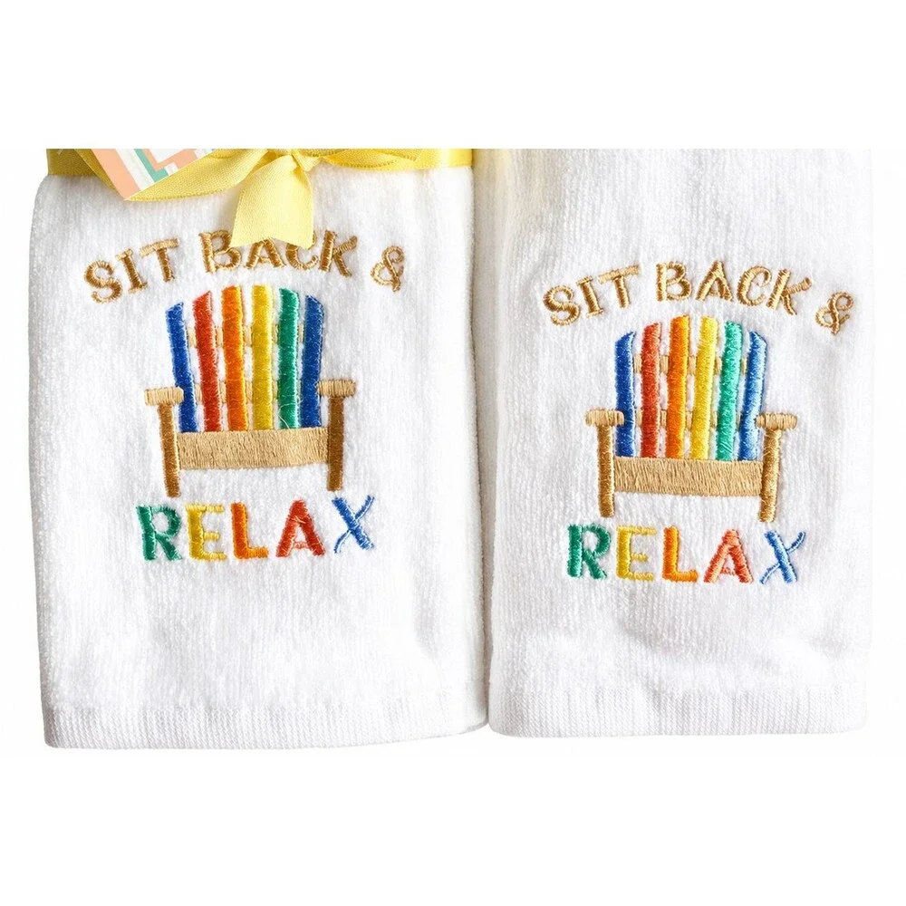 Beach Chair Rainbow Fingertip Towels Embroidered Pride Beach Summer Set of 2